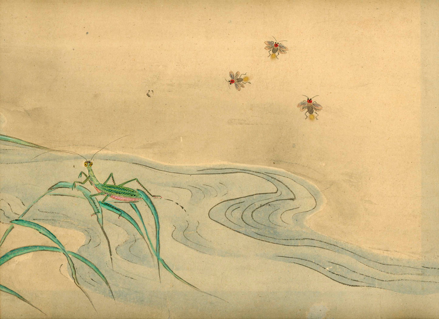 Emakimono scroll 絵巻物 虫と鳥影 Mushi to choei - Insects and shadows of birds - Unknown, after Taki Katei (瀧和亭 1830 – 1901)