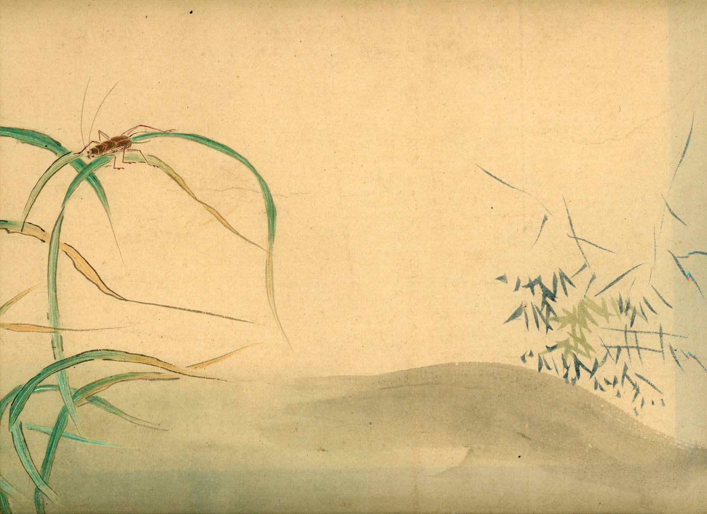 Emakimono scroll 絵巻物 虫と鳥影 Mushi to choei - Insects and shadows of birds - Unknown, after Taki Katei (瀧和亭 1830 – 1901)