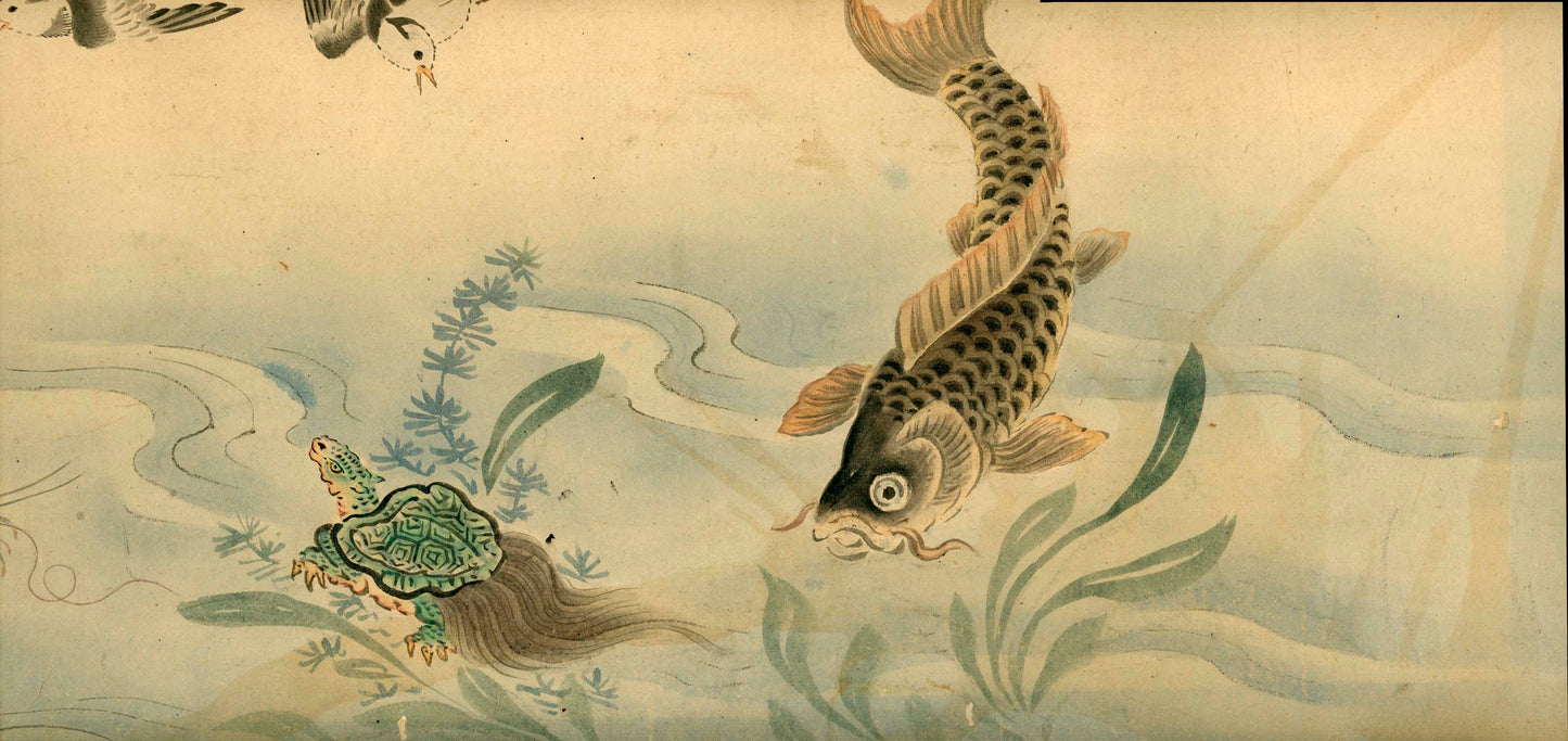 Emakimono scroll 絵巻物 虫と鳥影 Mushi to choei - Insects and shadows of birds - Unknown, after Taki Katei (瀧和亭 1830 – 1901)