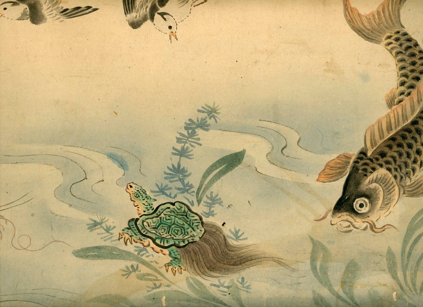 Emakimono scroll 絵巻物 虫と鳥影 Mushi to choei - Insects and shadows of birds - Unknown, after Taki Katei (瀧和亭 1830 – 1901)