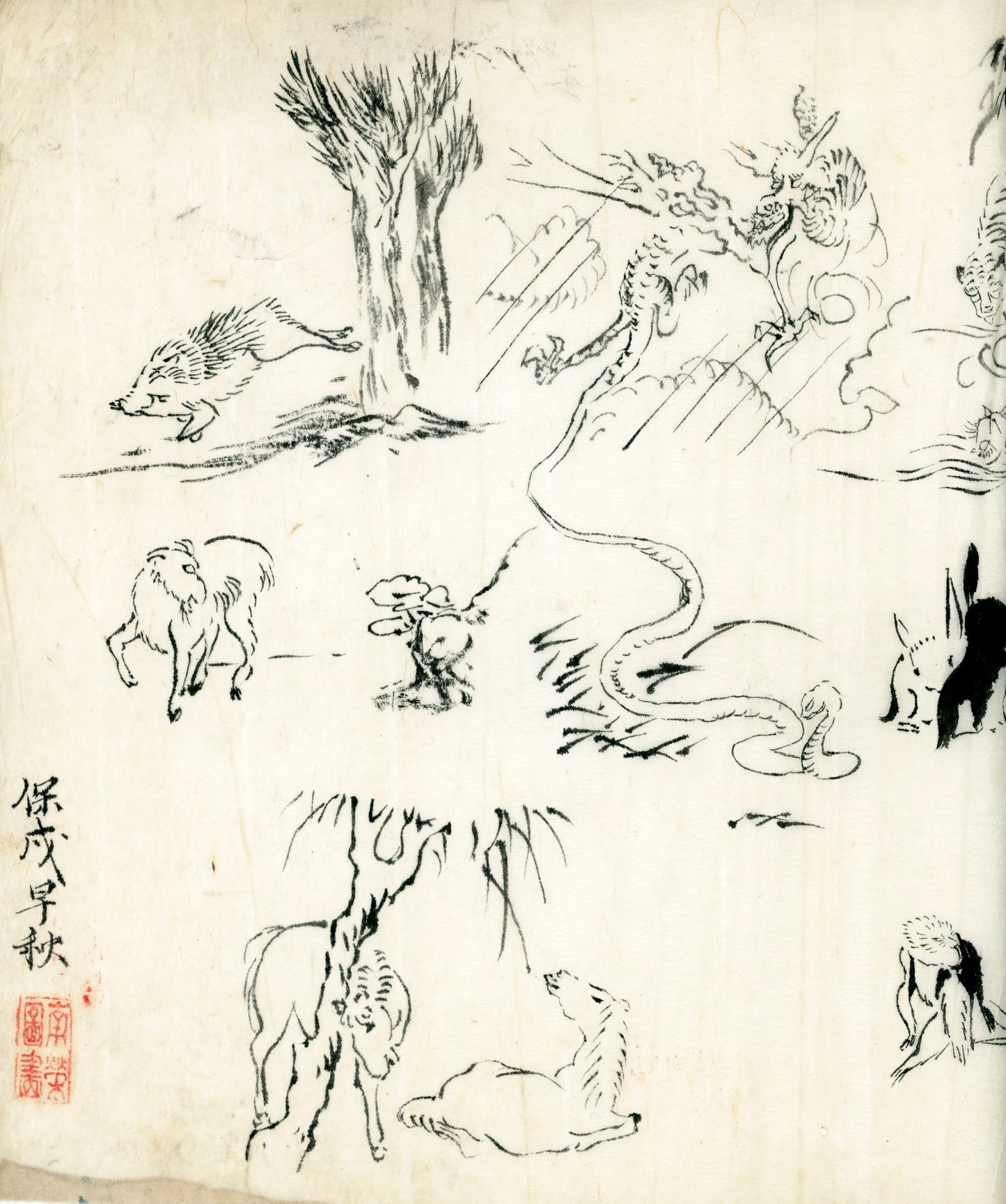 2 emakimono scrolls 花鳥畫 / 4 kakejiku scrolls  Goto Shugai 1886-? 後藤秋崖