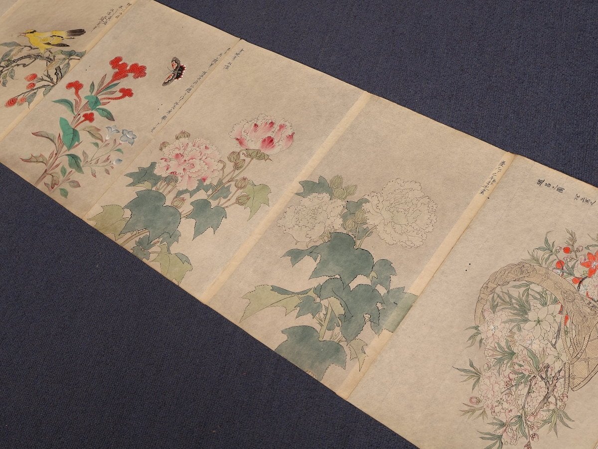 A superb emakimono scroll/ copy of chinese masters, ink on thin washi paper