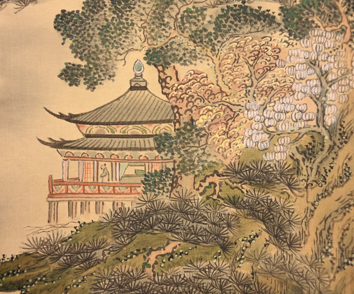 Tanomura Chikuden 田能村 竹田 (1777-1835) kakejiku scroll, ca. 1810 / 河辺青蘭 Kawabe Seiran (1868-1931)