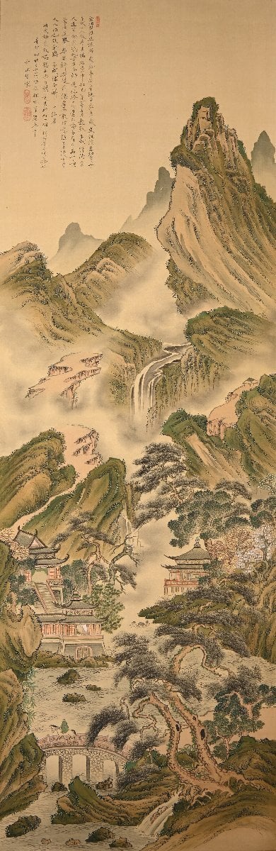 Tanomura Chikuden 田能村 竹田 (1777-1835) kakejiku scroll, ca. 1810 / 河辺青蘭 Kawabe Seiran (1868-1931)