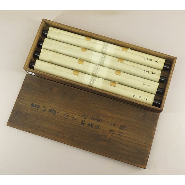 Kida Kadō 喜田華堂 1802–1879 / a 4-set scrolls, ink on silk, kacho-ga (flowers & birds), ca. 1860