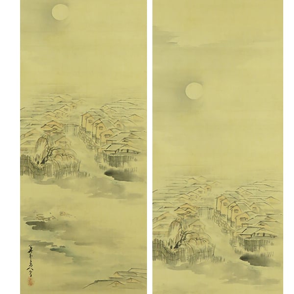Kida Kadō 喜田華堂 1802–1879 / a 4-set scrolls, ink on silk, kacho-ga (flowers & birds), ca. 1860
