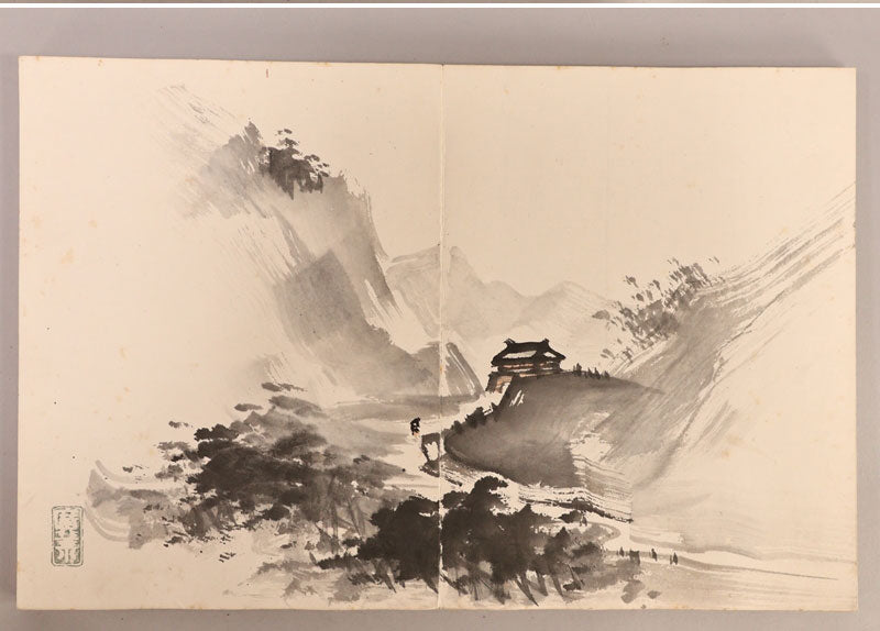 Terasaki Kogyo (寺崎広業) 1866-1919 Handpainted album 12 full page illustrations