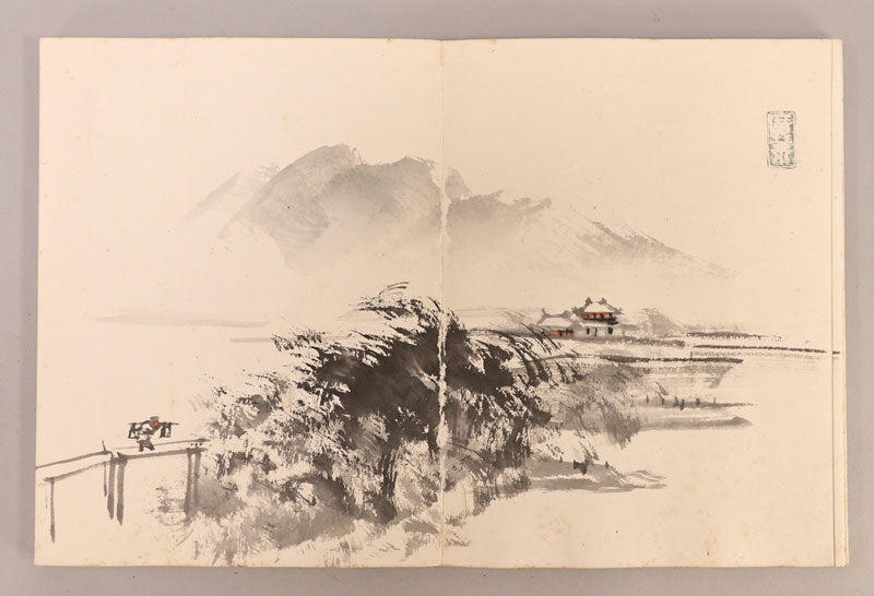 Terasaki Kogyo (寺崎広業) 1866-1919 Handpainted album 12 full page illustrations