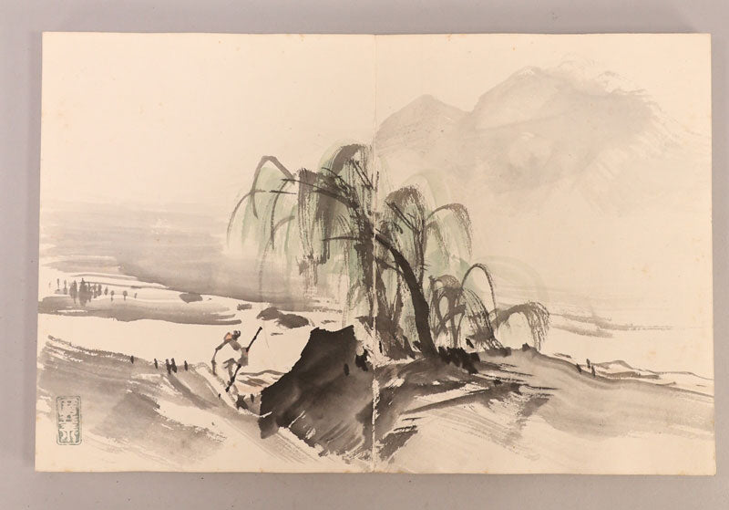 Terasaki Kogyo (寺崎広業) 1866-1919 Handpainted album 12 full page illustrations