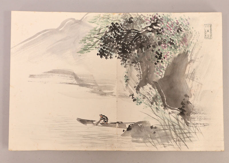 Terasaki Kogyo (寺崎広業) 1866-1919 Handpainted album 12 full page illustrations