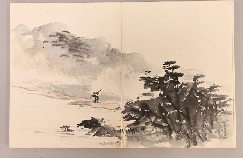 Terasaki Kogyo (寺崎広業) 1866-1919 Handpainted album 12 full page illustrations