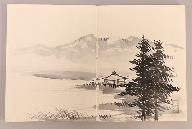 Terasaki Kogyo (寺崎広業) 1866-1919 Handpainted album 12 full page illustrations